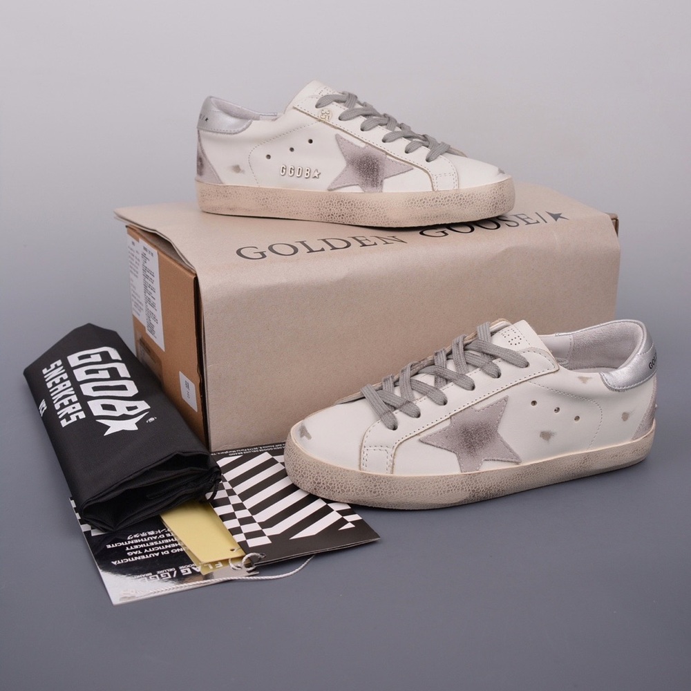 👟 Golden Goose Super Star | White Leather Silver Star - Picture 2 of 9